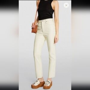 Frame Denim Straight-Leg Cream High-Rise Jeans